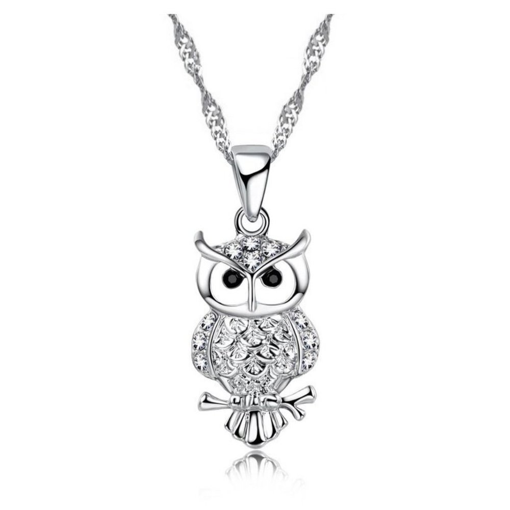 ❤️ 925 Sterling Silver Cute Owl Earrings And Necklace Set Love Hoop - Picture 4 of 8